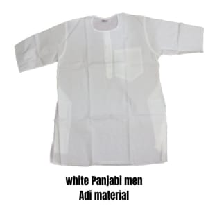White Panjabi Men Adi Material